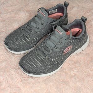Skechers Women's Charcoal and Pink Sneakers